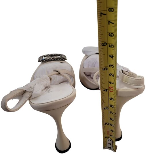 Vivianly Women's Beige Pointed Toe Slingback Stiletto Heels With Rhinestone 10 - Picture 9 of 14